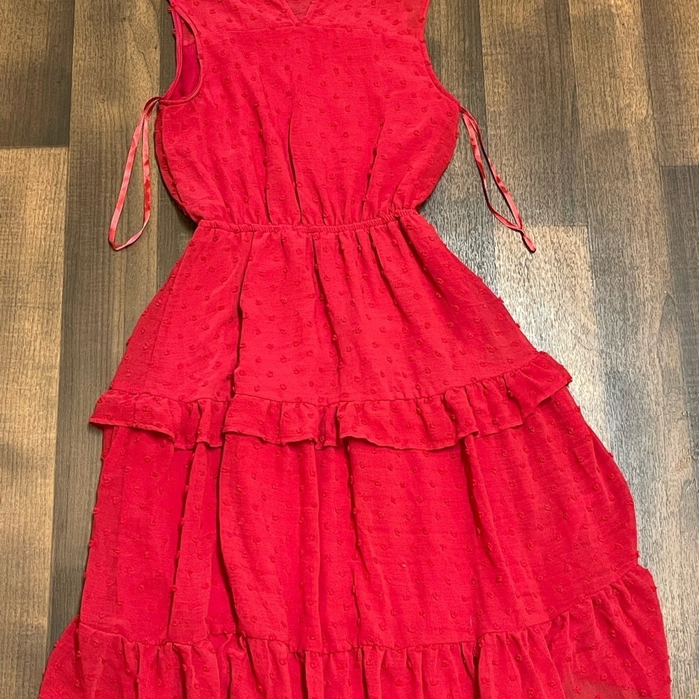 Monteau Red Ruffled Tiered Sundress - Picture 2 of 9
